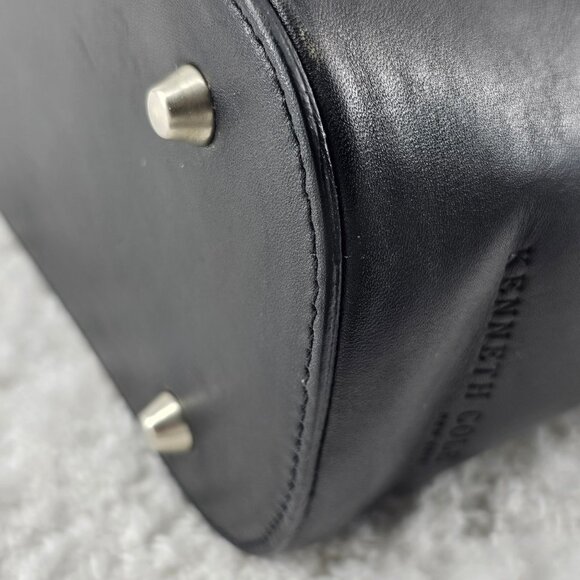 KENNETH COLE NEW YORK Black Smooth Leather Structured Shoulder Bag - Picture 9 of 14